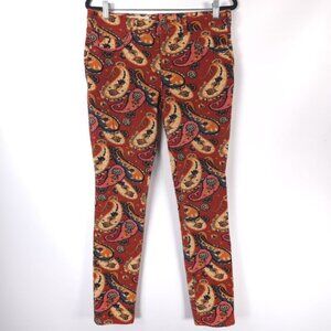 Pilcro and the Letterpress Pants Serif‎ Paisley Corduroy Skinny Size 31